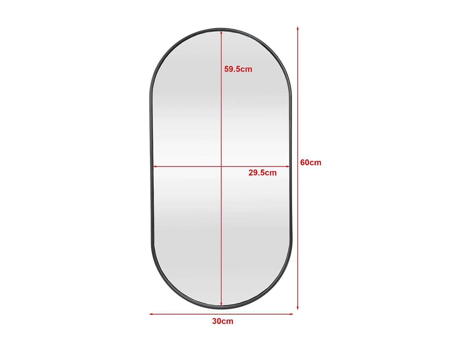 Miroir mural ovale 30 noire 60 x 2.8 x 30 cm 03_0007952