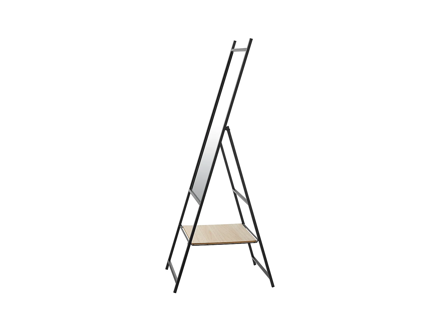 Specchio da terra con mensola in camoscio 150 x 44 x 60 cm effetto rovere nero 03_0007966