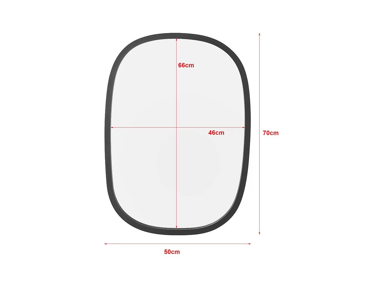 Espelho de parede oval 70 x 50 cm preto fosco 03_0007896