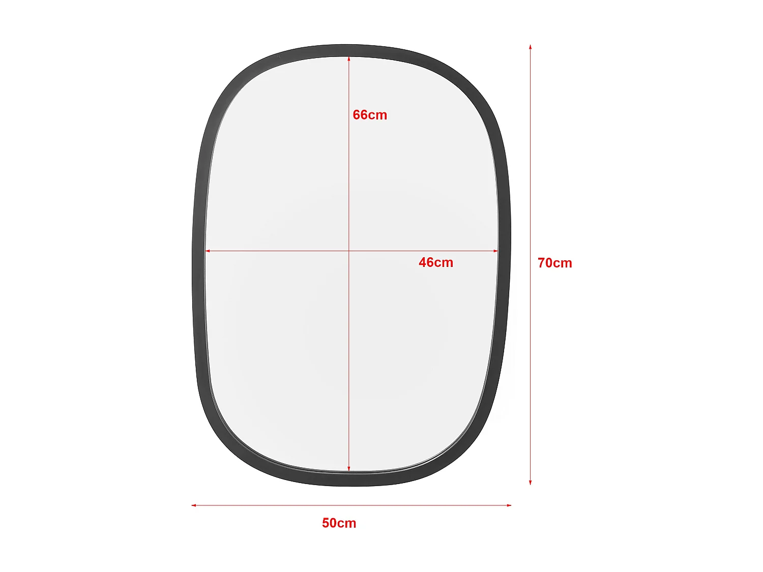 Specchio da parete ovale 70 x 50 cm nero opaco 03_0007896