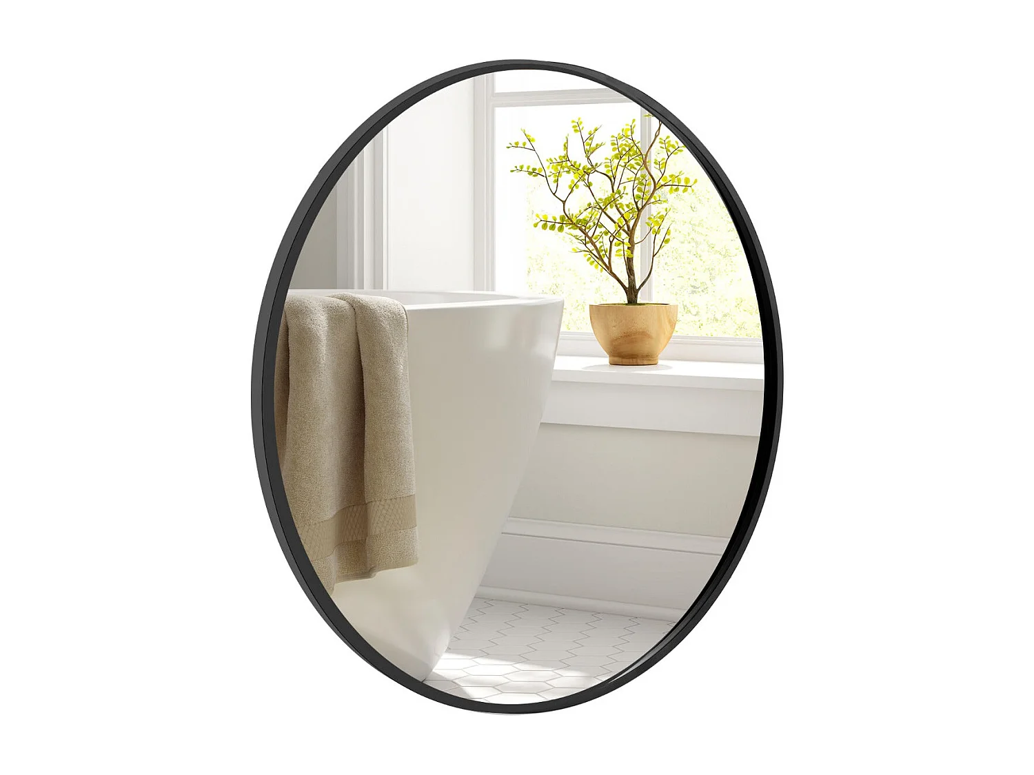 Miroir rond 61 cm métal argentée 61 x 2.5 x 61 cm 20_0008926