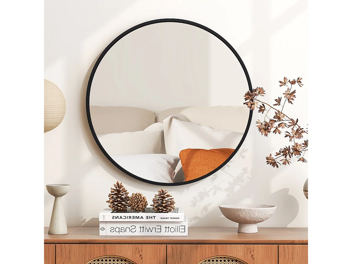 Miroir rond 61 cm métal argentée 61 x 2.5 x 61 cm 20_0008926