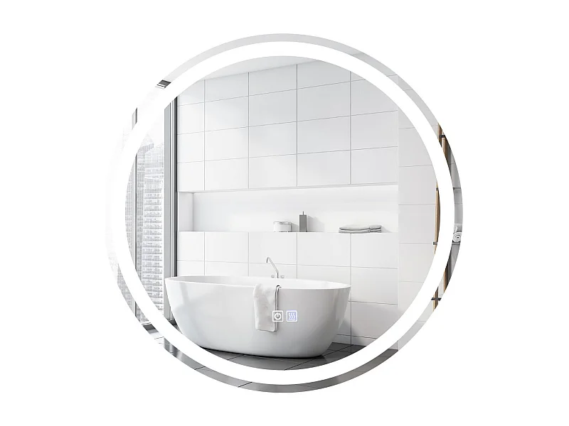 Espejo de baño LED ø 60 cm con 3 luces, interruptor táctil y función antivaho 20_0008910