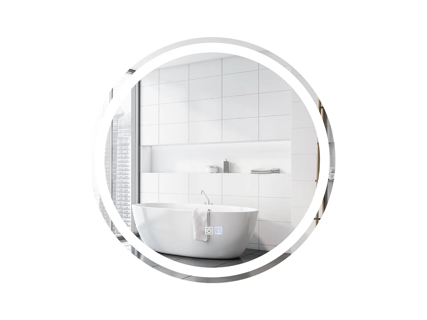 Espejo de baño LED ø 60 cm con 3 luces, interruptor táctil y función antivaho 20_0008910