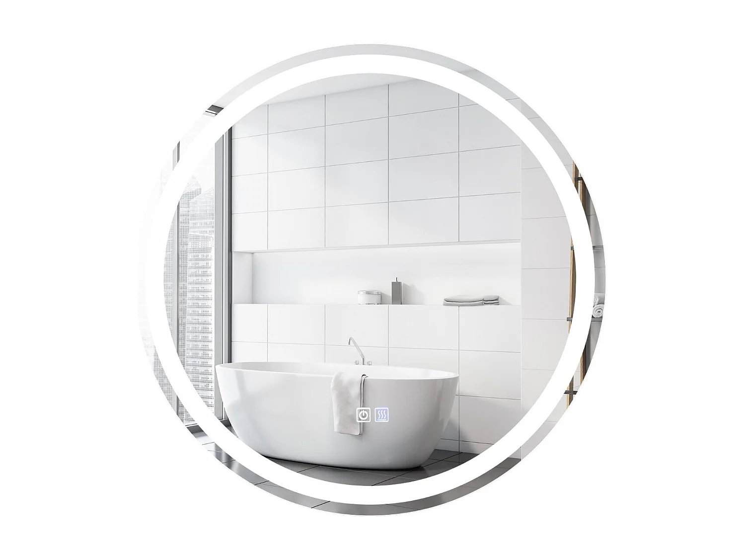 Espejo de baño LED ø 60 cm con 3 luces, interruptor táctil y función antivaho 20_0008910