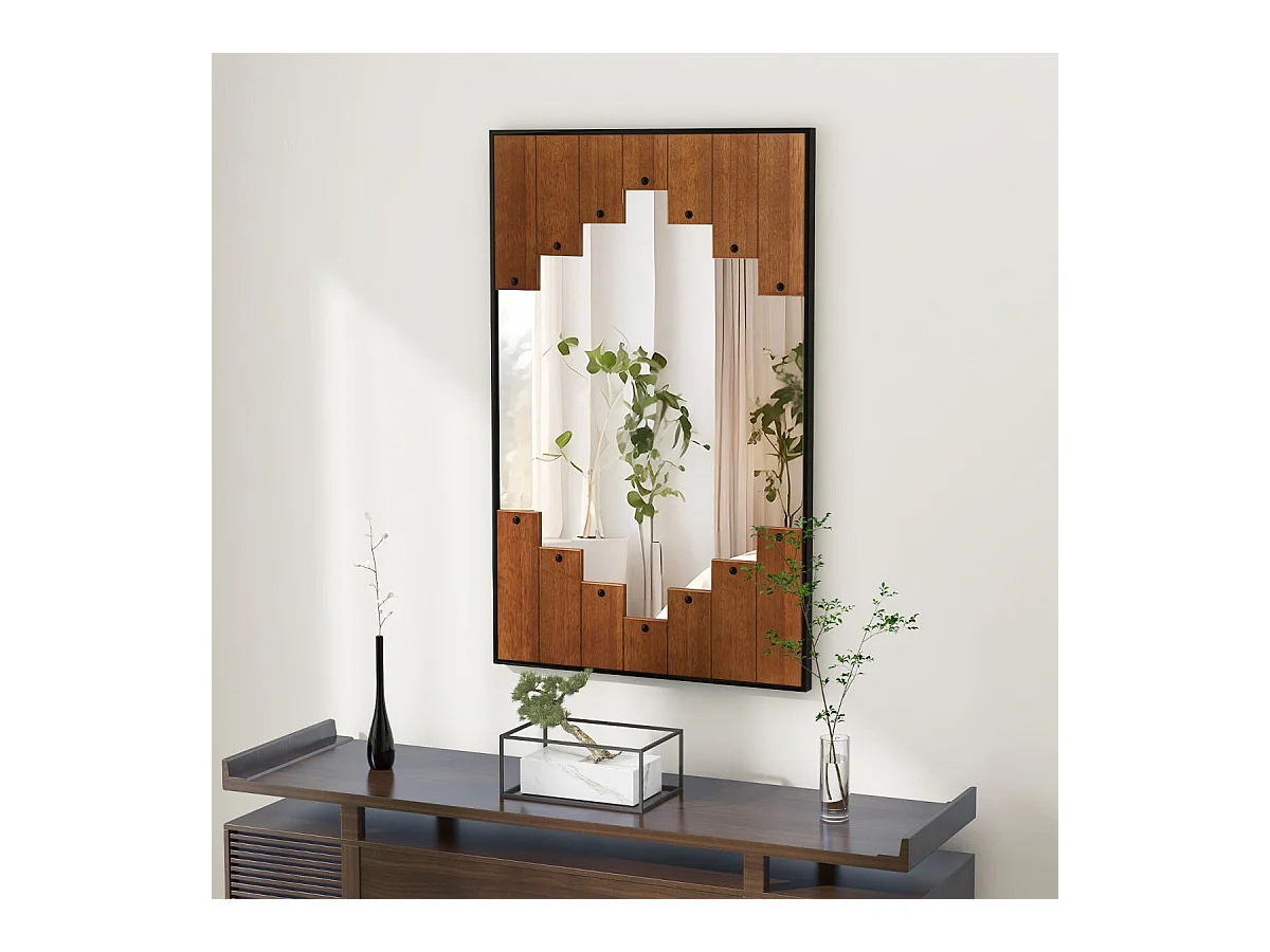 Specchio da parete decorativo rettangolare grande specchio da parete 100x66 cm con tasti del pianoforte cornice gancio a due vie per soggiorno nero 20_0009775