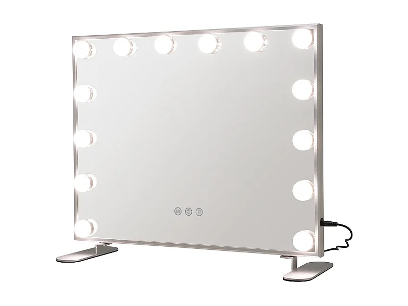 Espejo de maquillaje Hollywood con 14 bombillas LED iluminación táctil brillo ajustable blanco frío/cálido/neutro 20_0006304