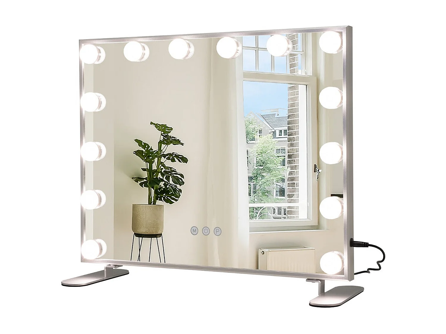 Espelho de maquiagem Hollywood com 14 lâmpadas LED iluminação sensível ao toque brilho ajustável branco frio/quente/neutro 20_0006304