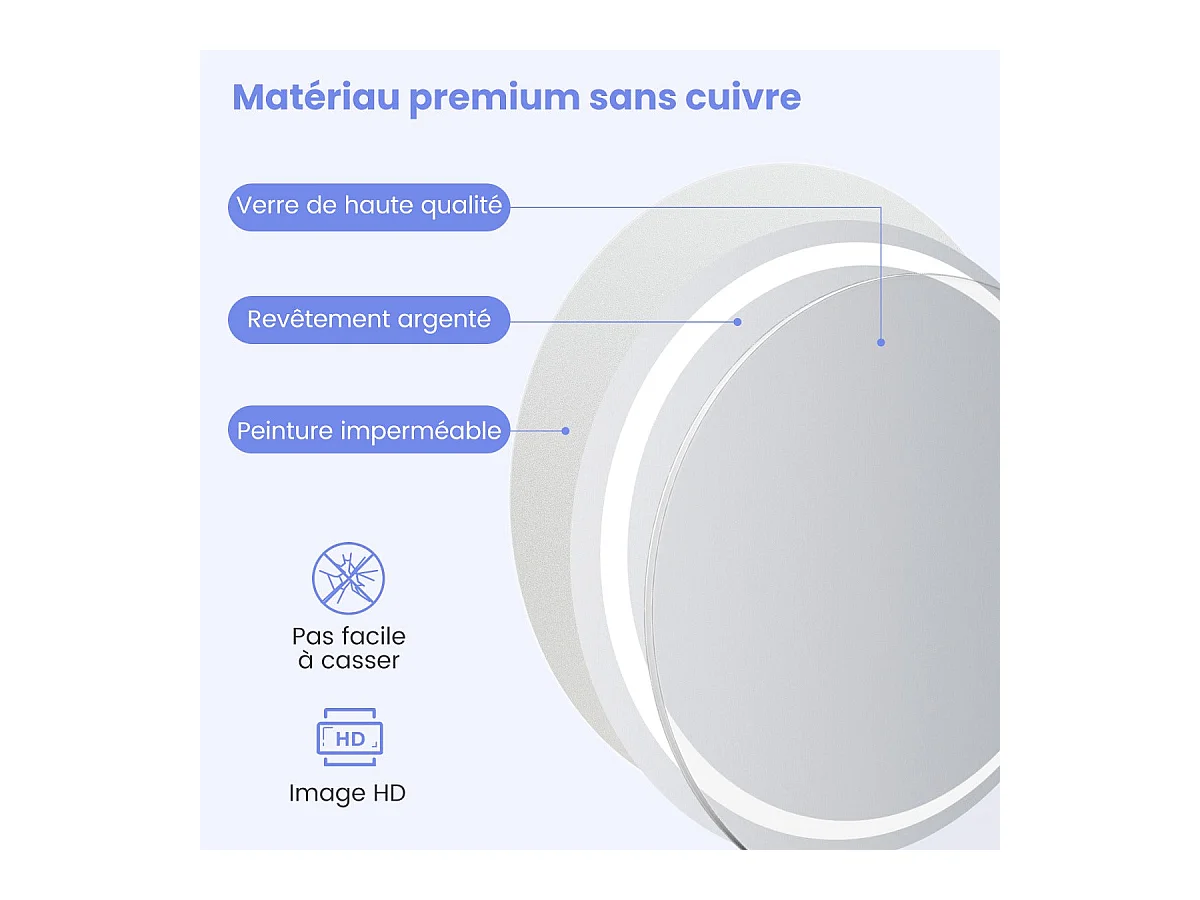 Miroir mural rond à 80 x 0 x 80 cm 20_0008919