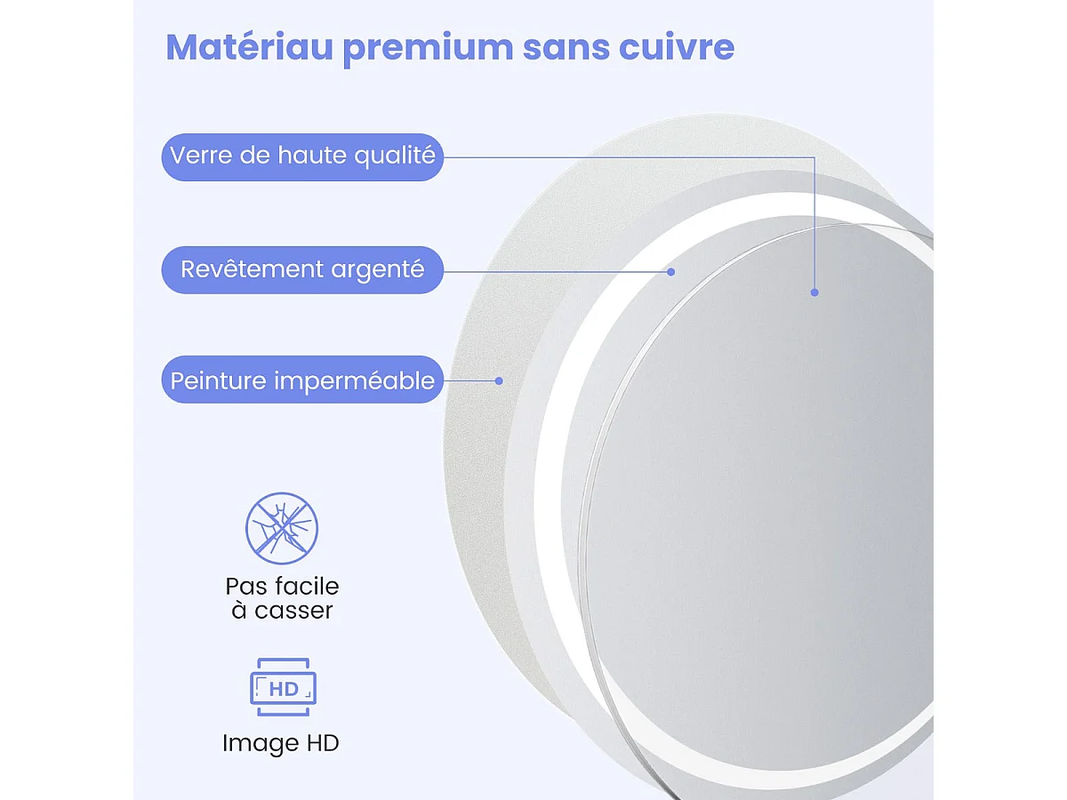 Miroir mural rond à 80 x 0 x 80 cm 20_0008919