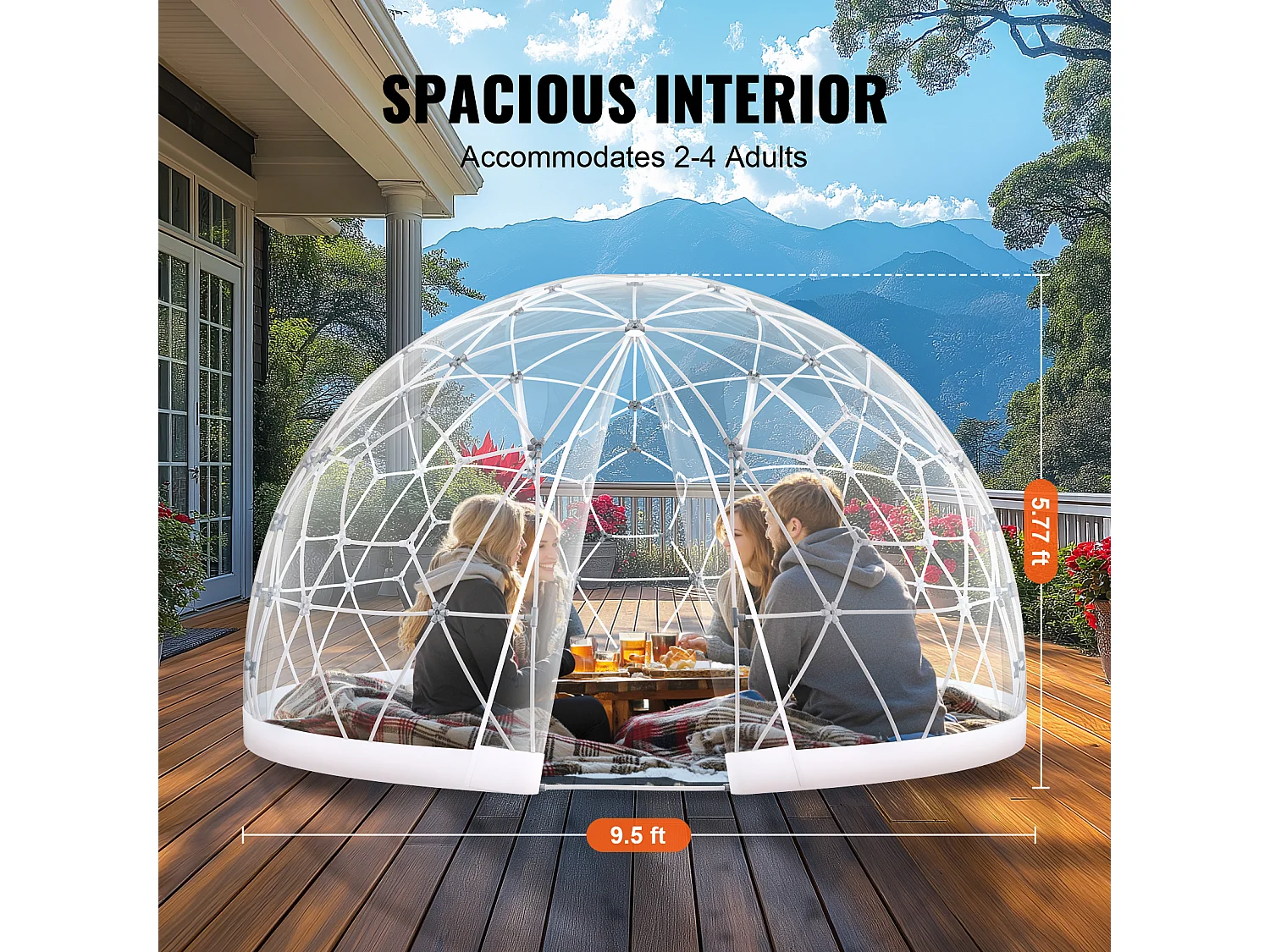Tente SucceBuy à Bulles Dôme 24cm avec Double Couverture et Fenêtre Transparente pour Camping