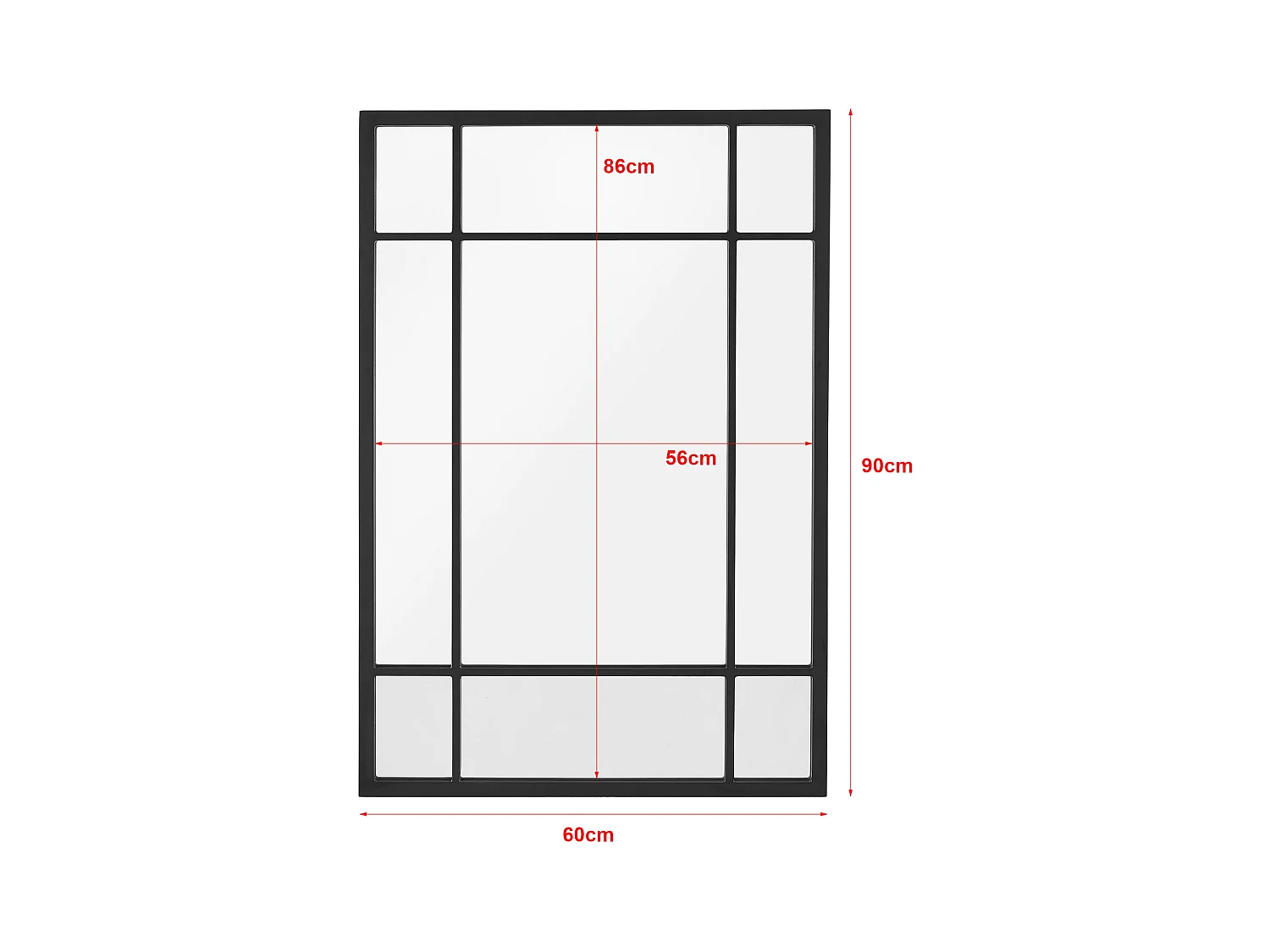 Espelho de parede retangular 90 x 60 cm preto fosco 03_0007894