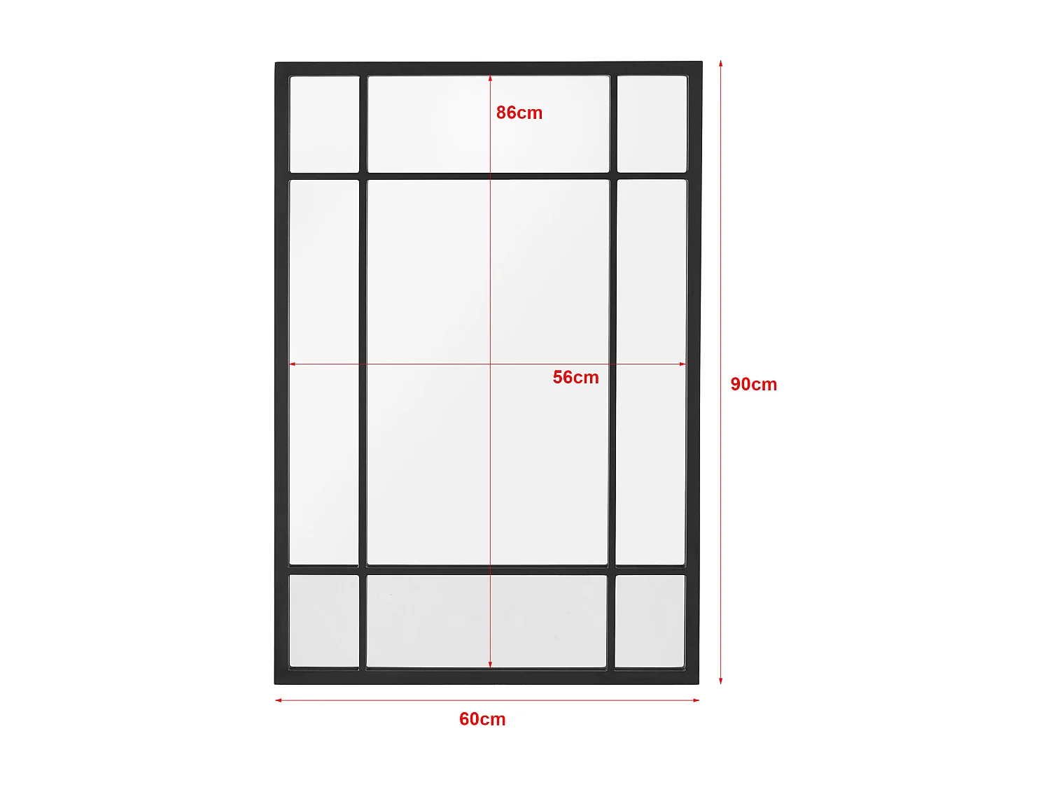 Specchio da parete rettangolare 90 x 60 cm nero opaco 03_0007894