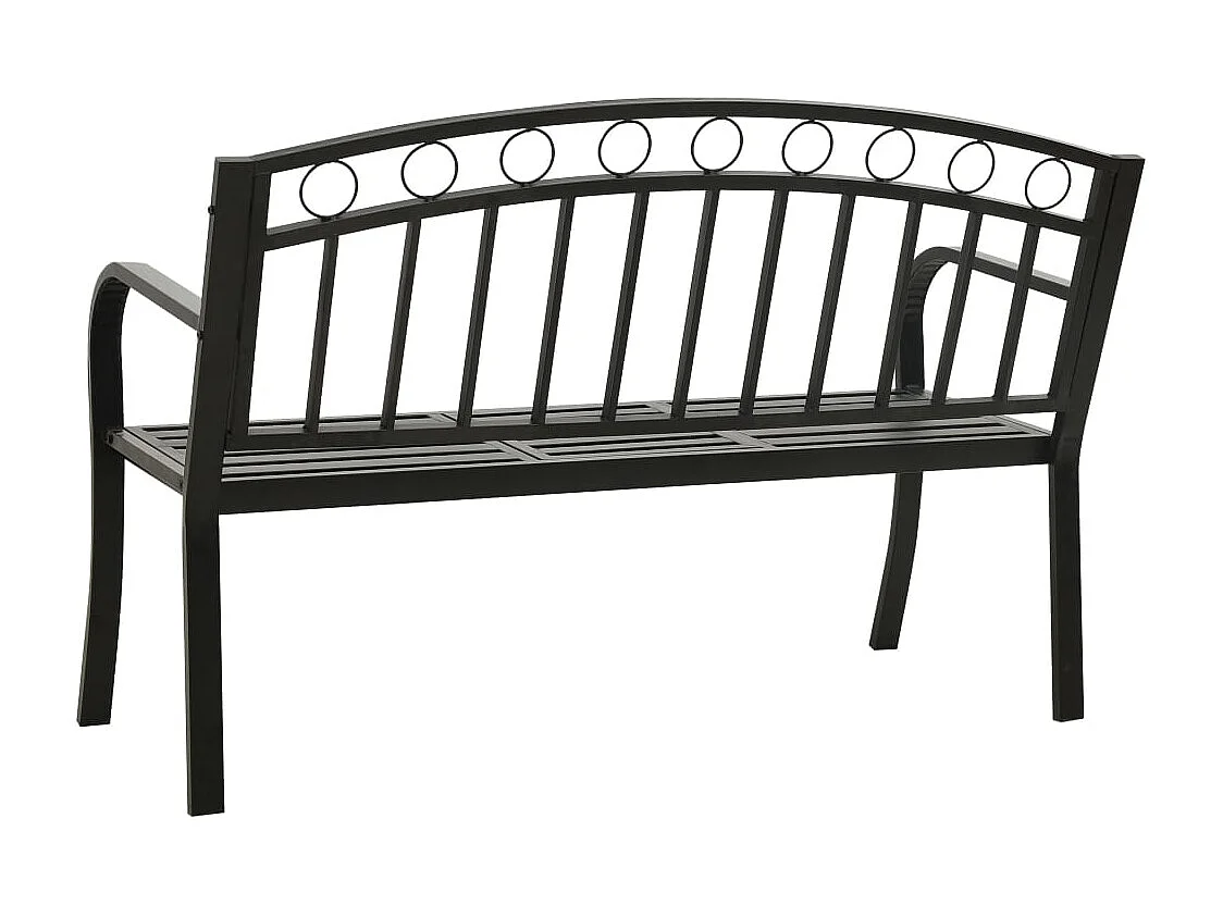 Banco de jardín mobiliario de exterior para terraza con mesa negro 120 cm acero 02_0011643