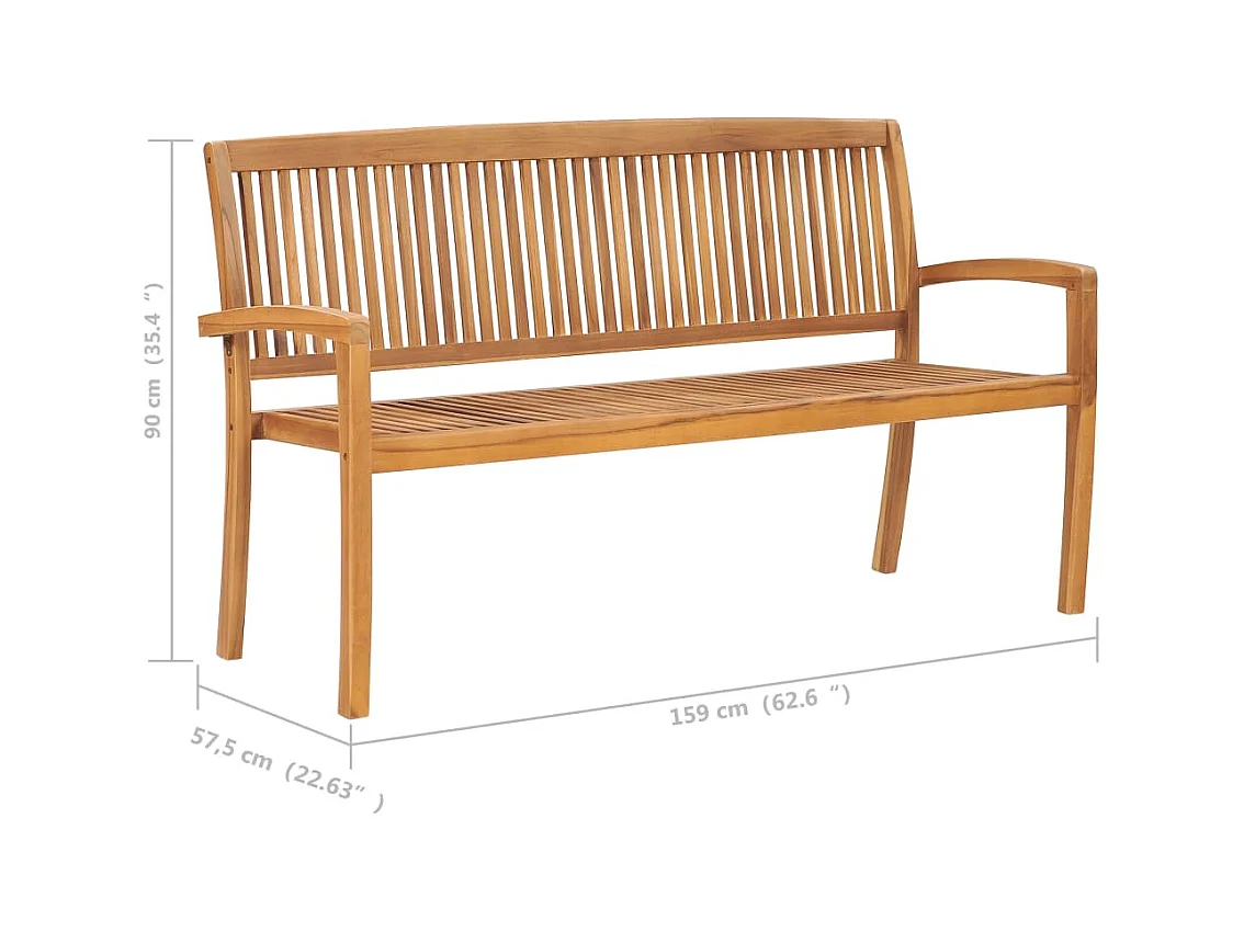 Banc de jardin meuble bois marron 159 x 57.5 x 90 cm 02_0011685