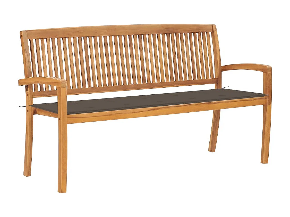 Banco de jardim móveis para pátio externo empilhável terraço e almofada 159 cm madeira de teca maciça 02_0011704