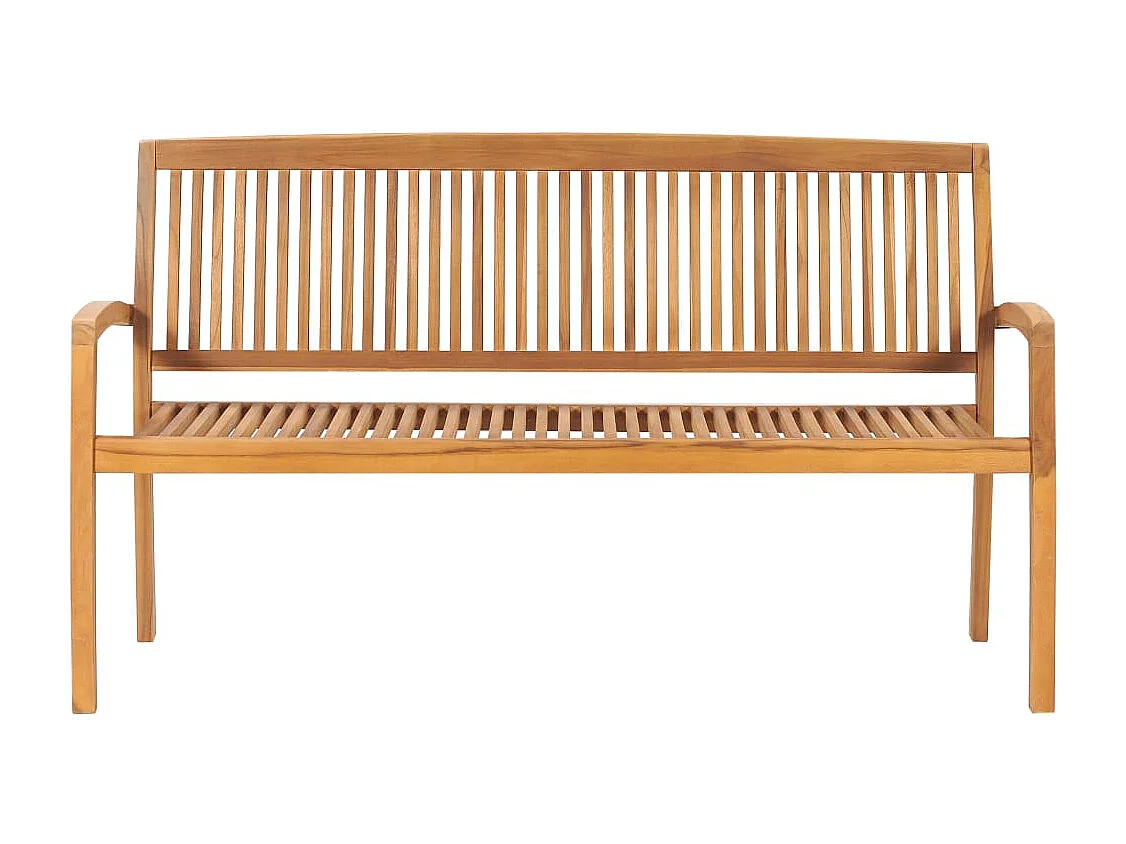 Panca da giardino mobili da esterno per patio panca da terrazza impilabile e cuscino 159 x 57,5 ​​x 90 cm legno massello di teak 02_0011699