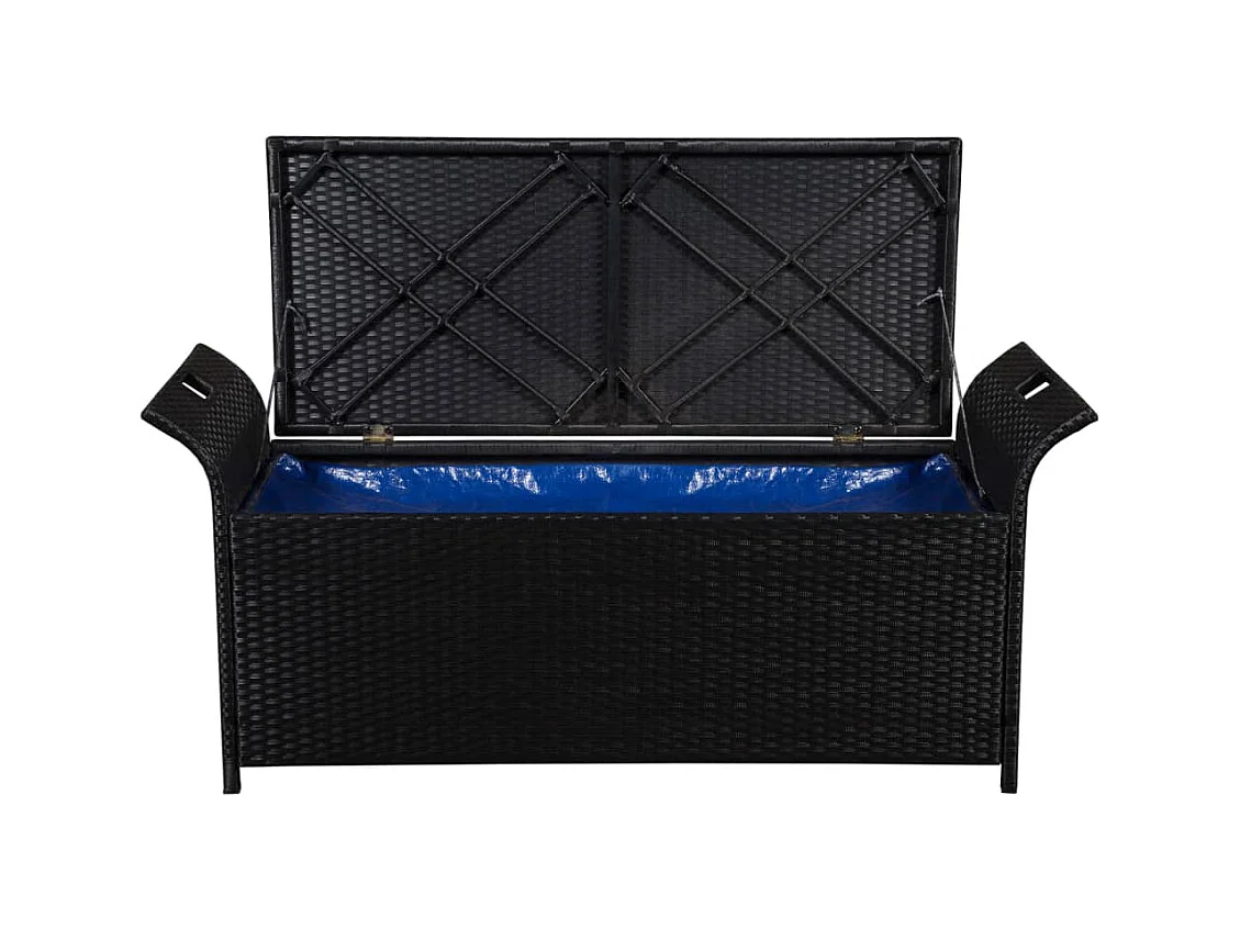 Banc de jardin meuble résine noire 138 x 50 x 60 cm 02_0011429