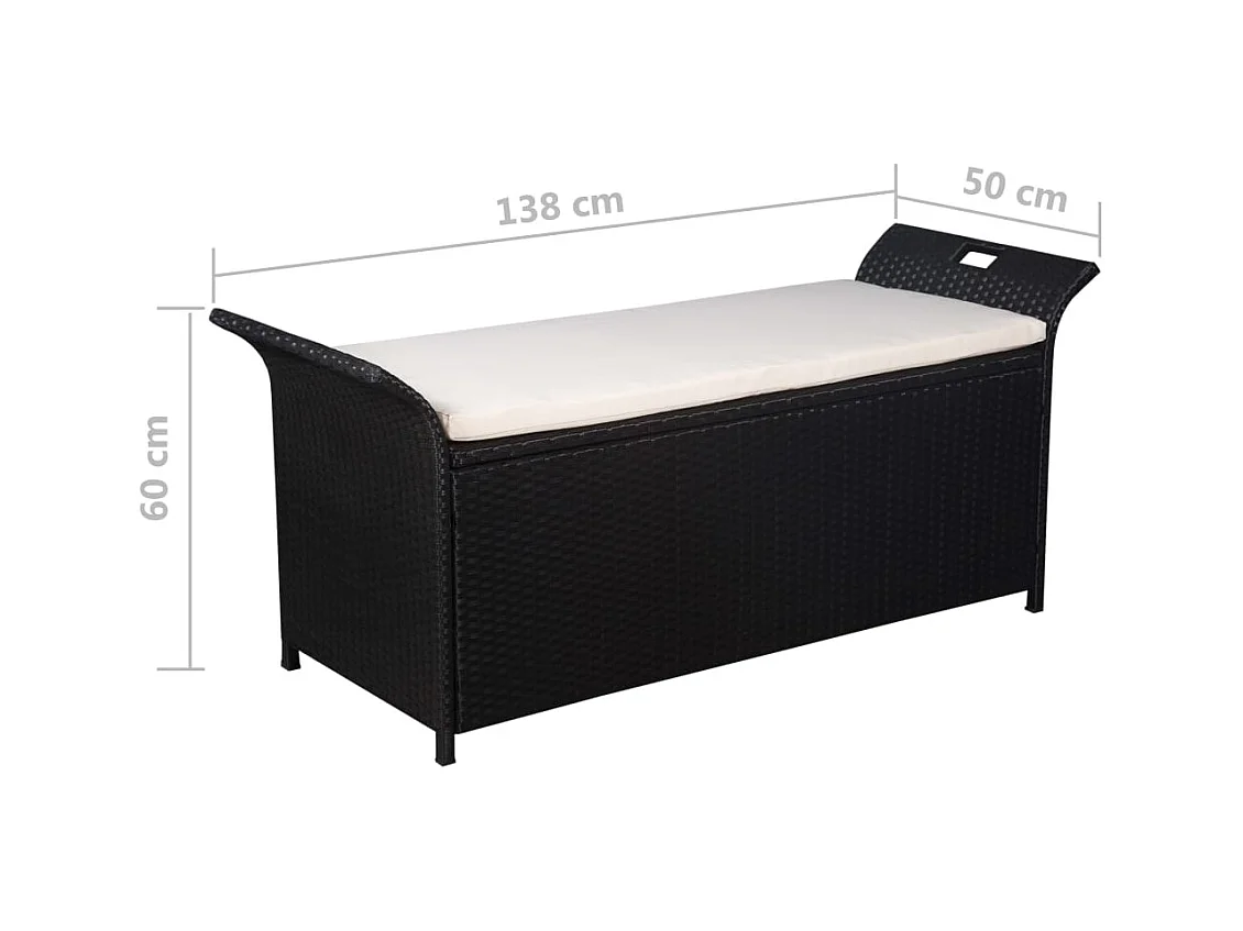Banc de jardin meuble résine noire 138 x 50 x 60 cm 02_0011429