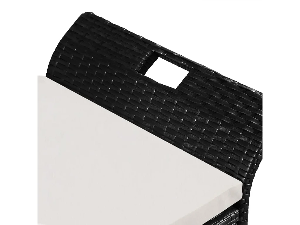 Banco de jardín para terraza o patio con cojín 138 cm mimbre negro resina 02_0011429