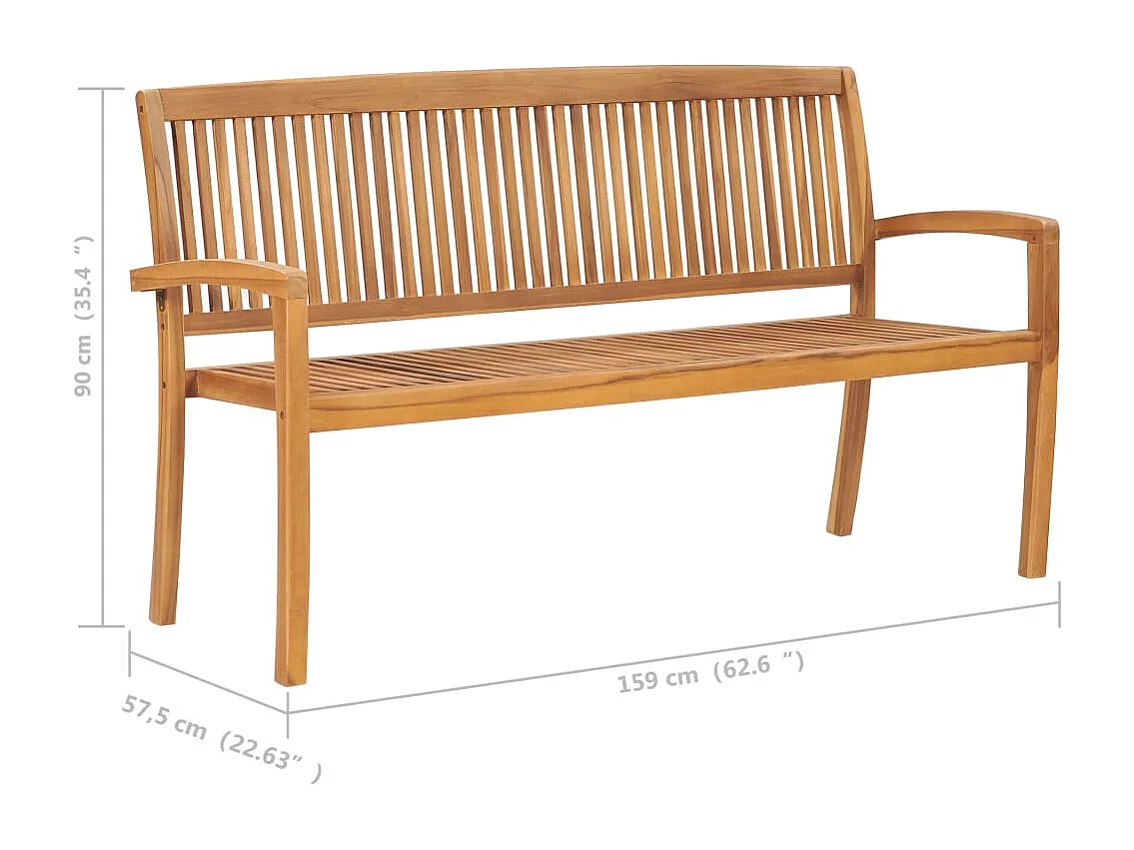 Banc de jardin meuble bois marron 159 x 57.5 x 90 cm 02_0011696