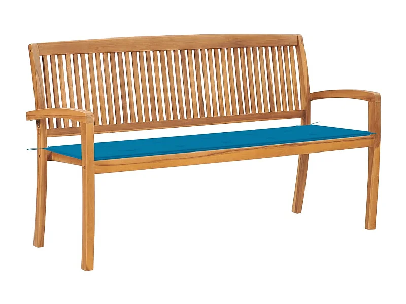 Panca da giardino per esterni mobili da giardino impilabile terrazza e cuscino 159 cm in legno massello di teak 02_0011695