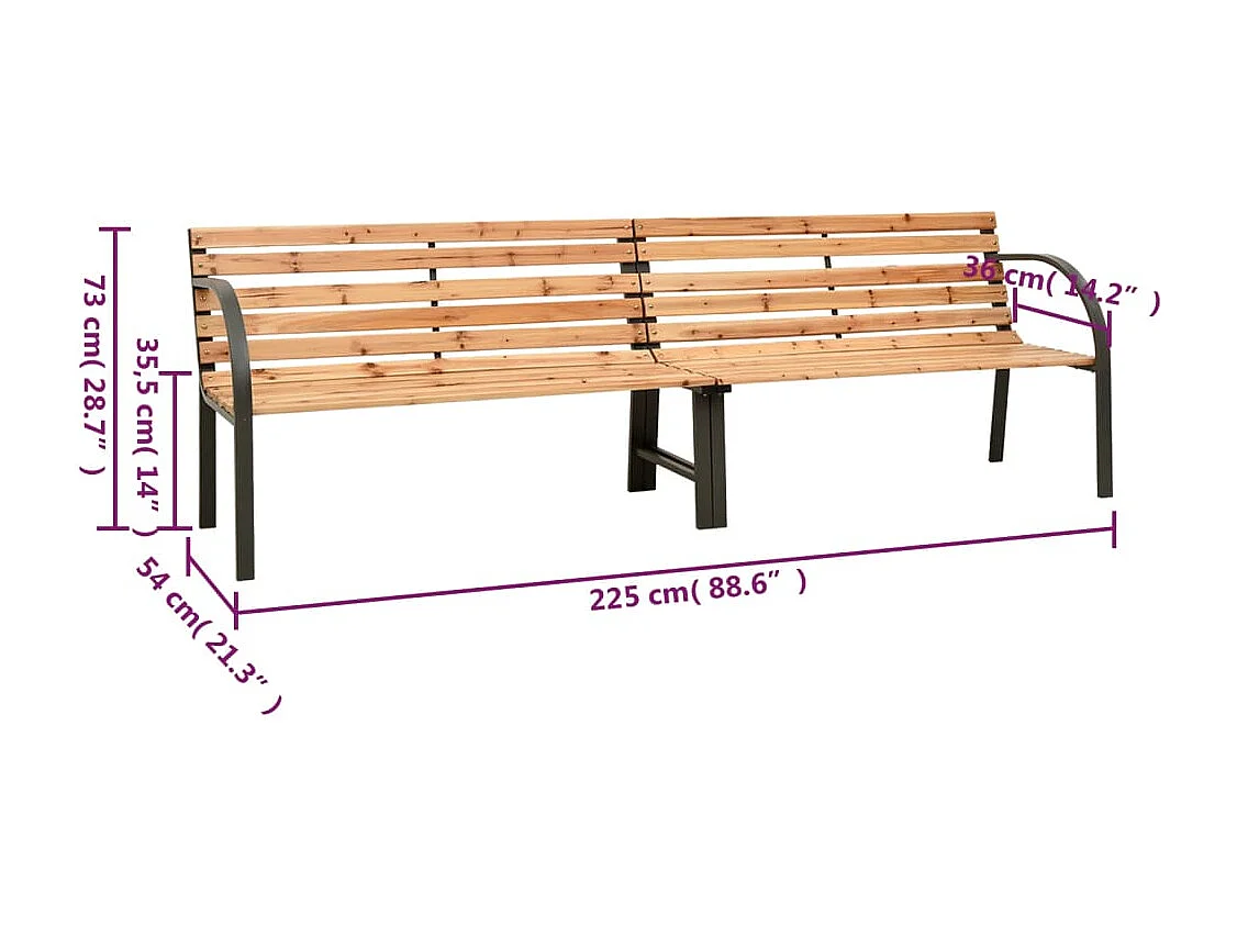 Banc de jardin meuble bois marron 225 x 54 x 73 cm 02_0011822