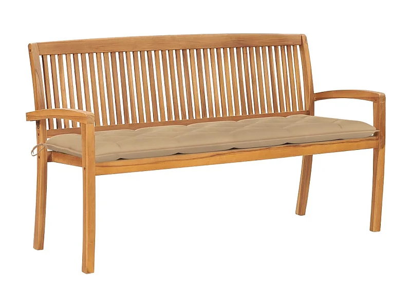 Banc de jardin meuble bois marron 159 x 57.5 x 90 cm 02_0011681