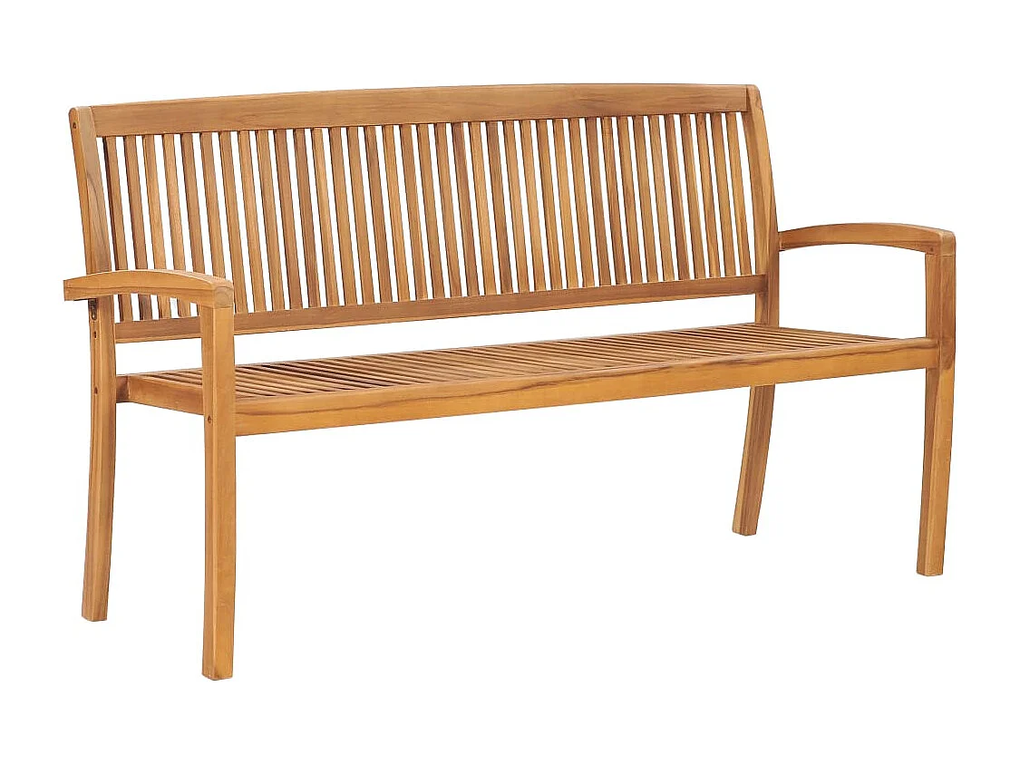 Panca da giardino per esterni mobili da giardino impilabile terrazza e cuscino 159 cm in legno massello di teak 02_0011681