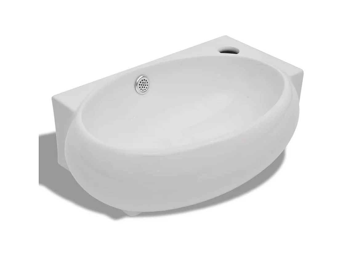 Pia de banheiro de cerâmica 41 x 28 cm com furo para transbordamento branco 02_0002492