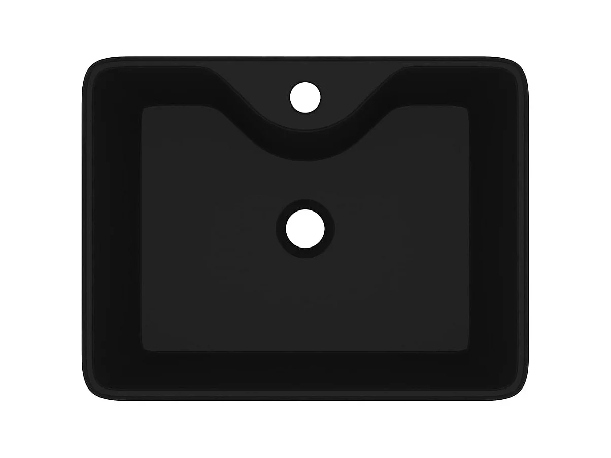 Lavabo cuadrado con orificio para grifo 48 x 37 cm cerámico para baño negro 02_0002512