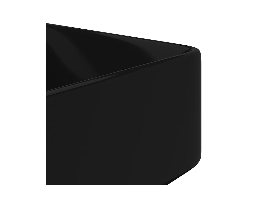 Lavabo cuadrado con orificio para grifo 48 x 37 cm cerámico para baño negro 02_0002512