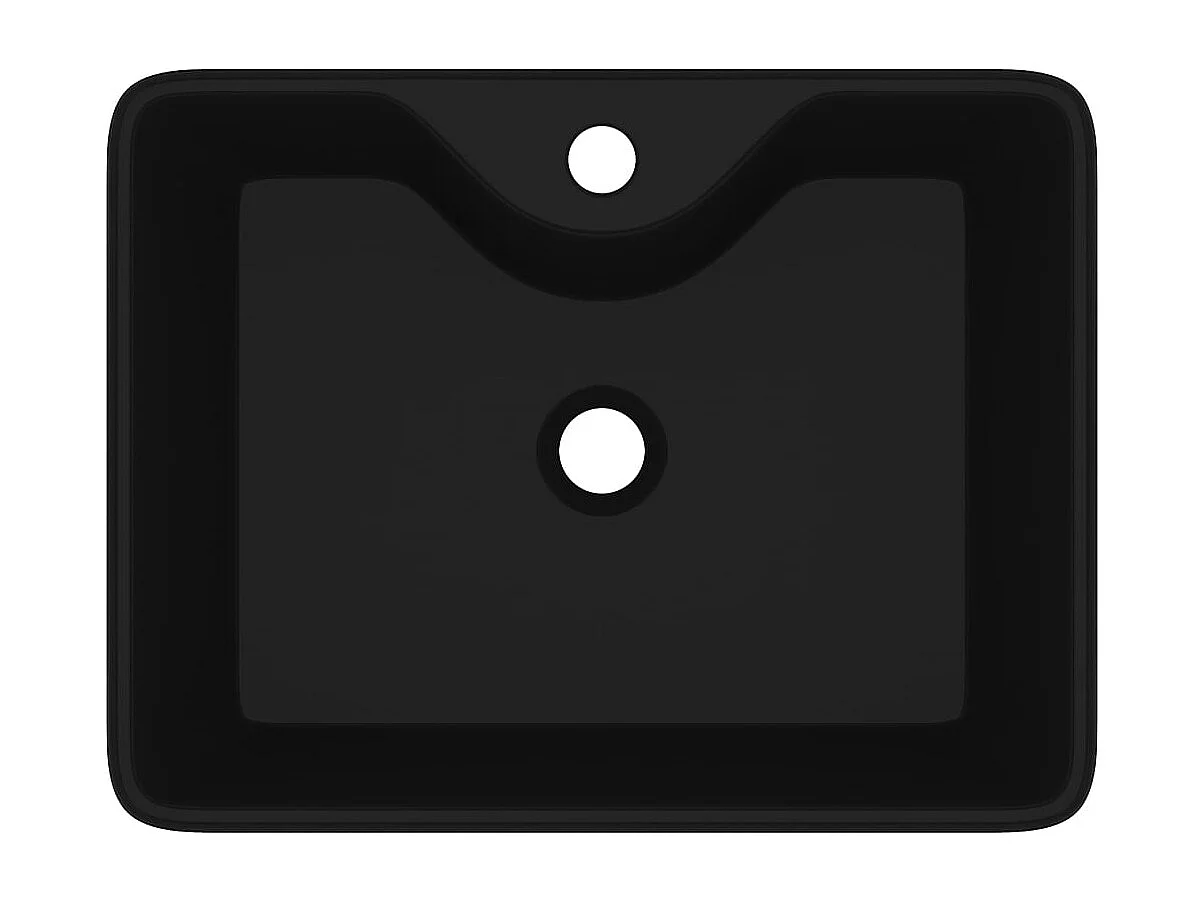 Lavabo quadrato con foro rubinetto 48 x 37 cm ceramica per bagno nero 02_0002512