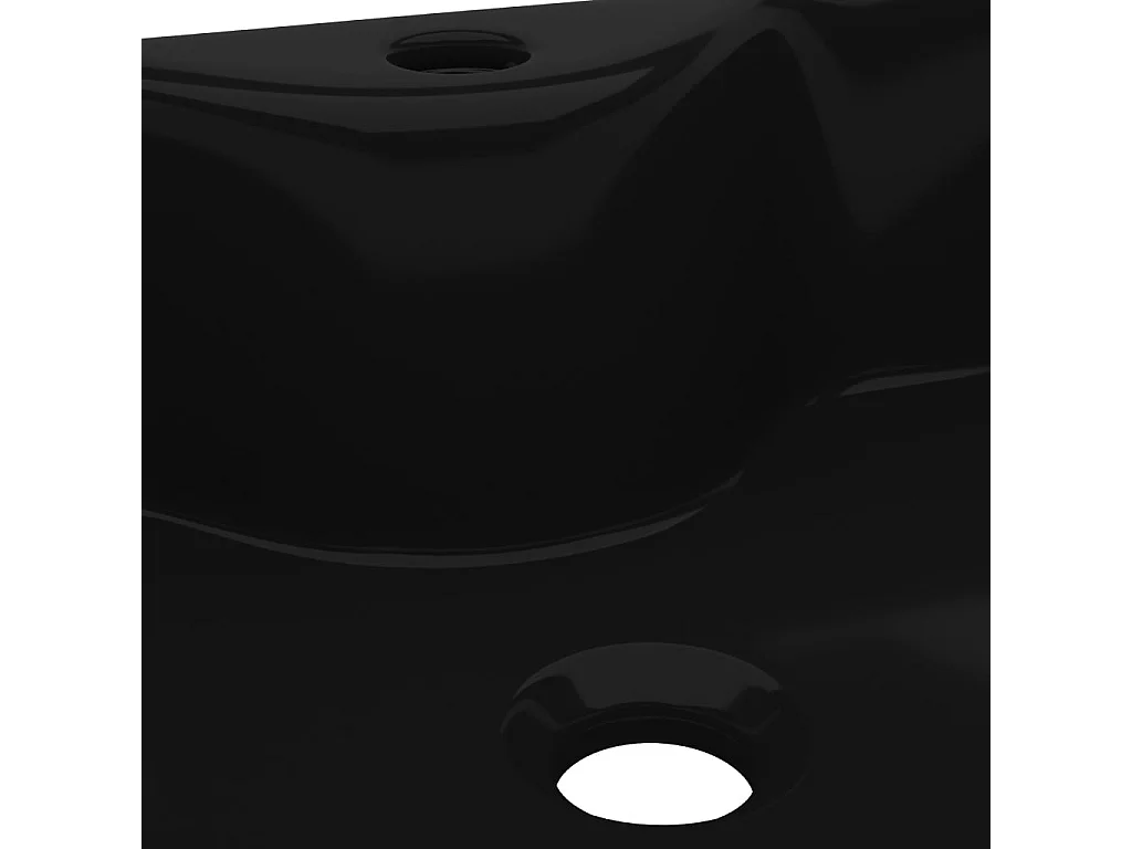 Lavabo quadrato con foro rubinetto 48 x 37 cm ceramica per bagno nero 02_0002512