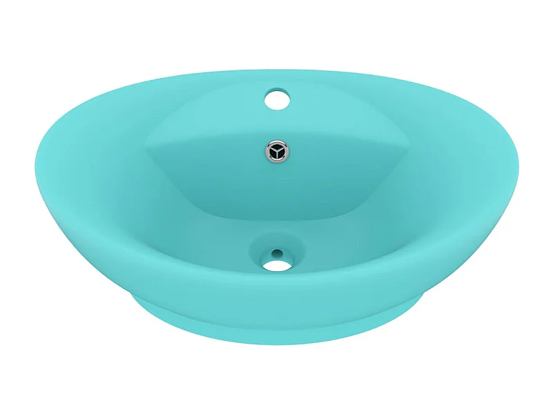 Lavatório oval com transbordamento 58,5 x 39 cm cerâmica verde claro mate 02_0002678