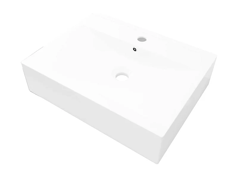 Pia de bancada retangular de cerâmica 60 x 46 cm Branco 02_0002486