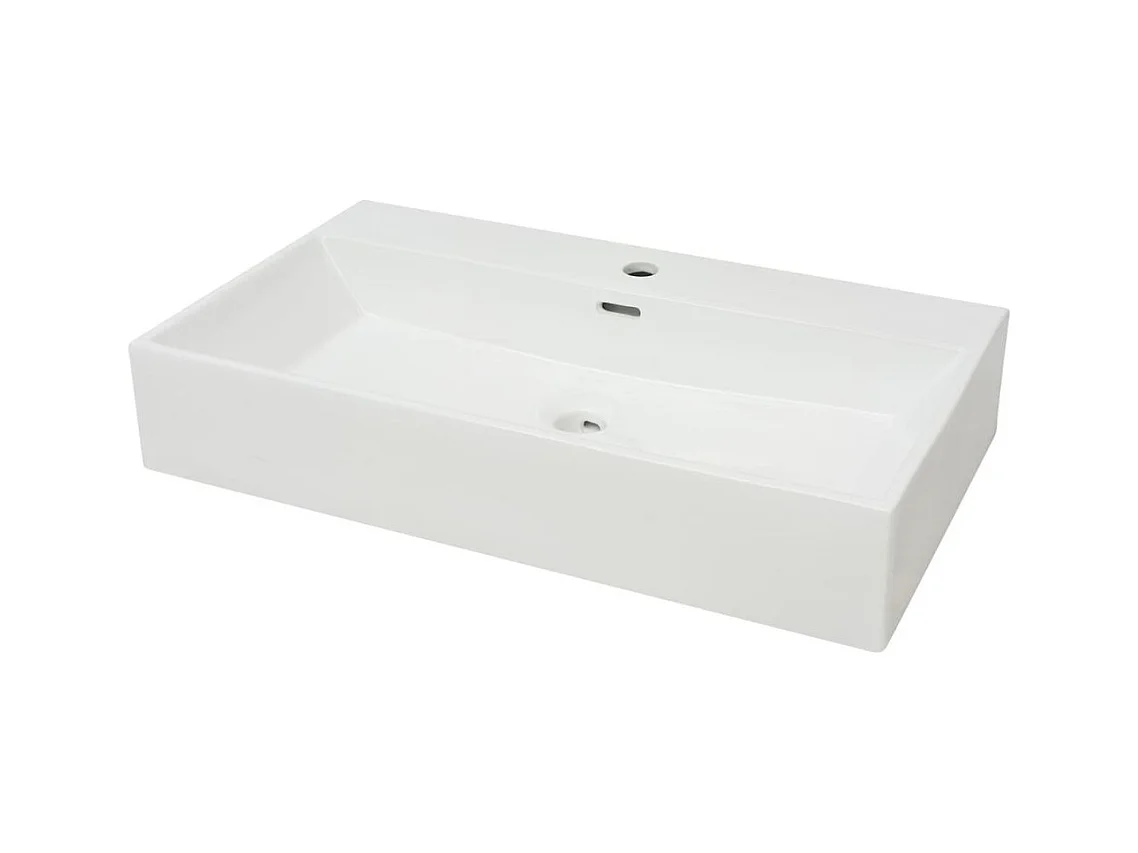 Lavabo con foro rubinetteria in ceramica 76x42,5 cm bianco 02_0002535