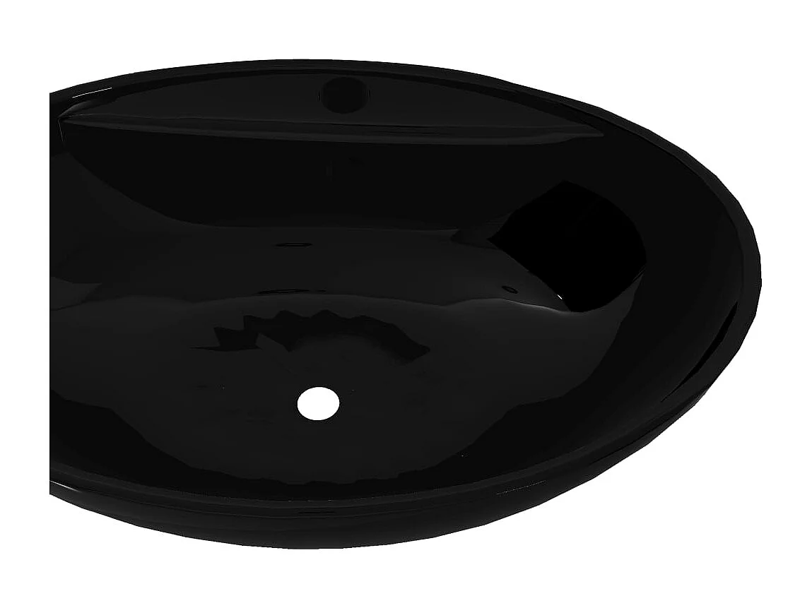 Lavabo ovale con foro troppopieno/rubinetto in ceramica per bagno nero 02_0002496