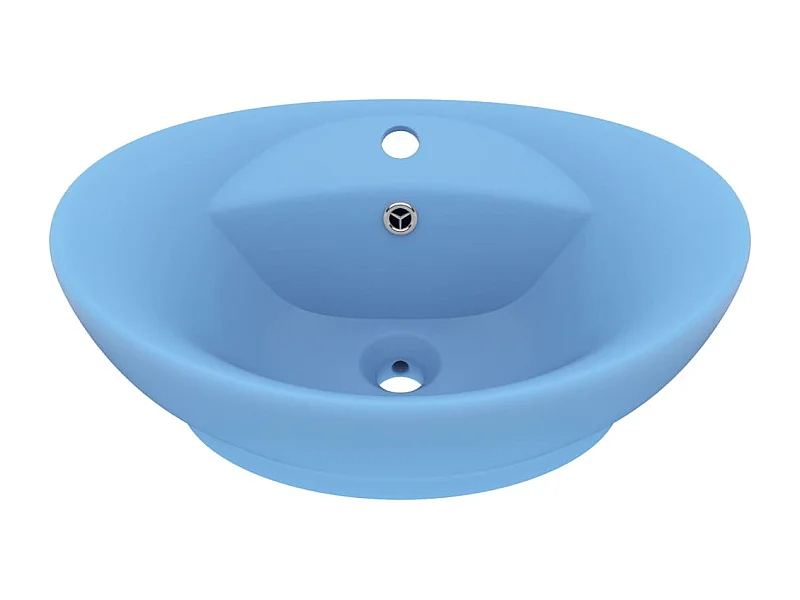 Lavatório oval com transbordamento fosco 58,5x39 cm Cerâmica Azul claro 02_0002676