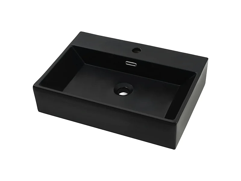 Lavabo con rubinetto in ceramica foro 60,5 cm nero 02_0002546