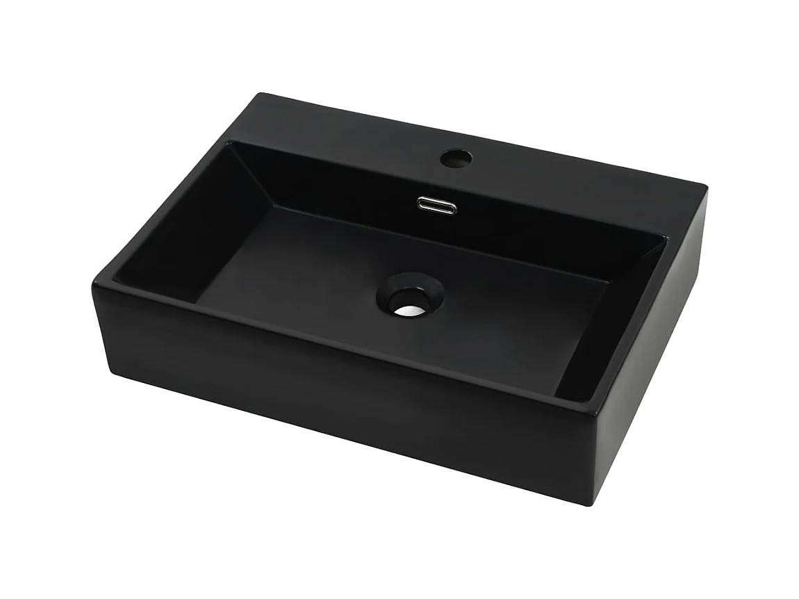 Lavabo con rubinetto in ceramica foro 60,5 cm nero 02_0002546