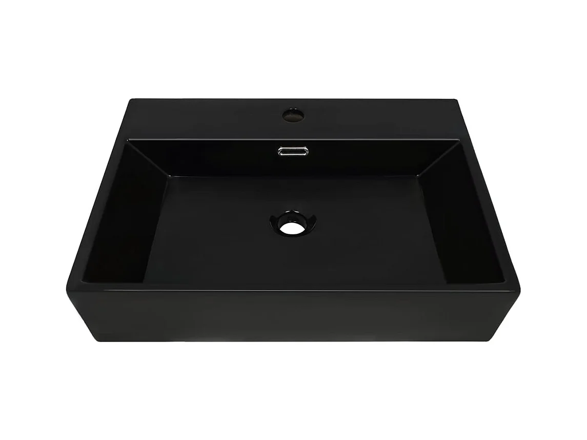 Lavabo con rubinetto in ceramica foro 60,5 cm nero 02_0002546