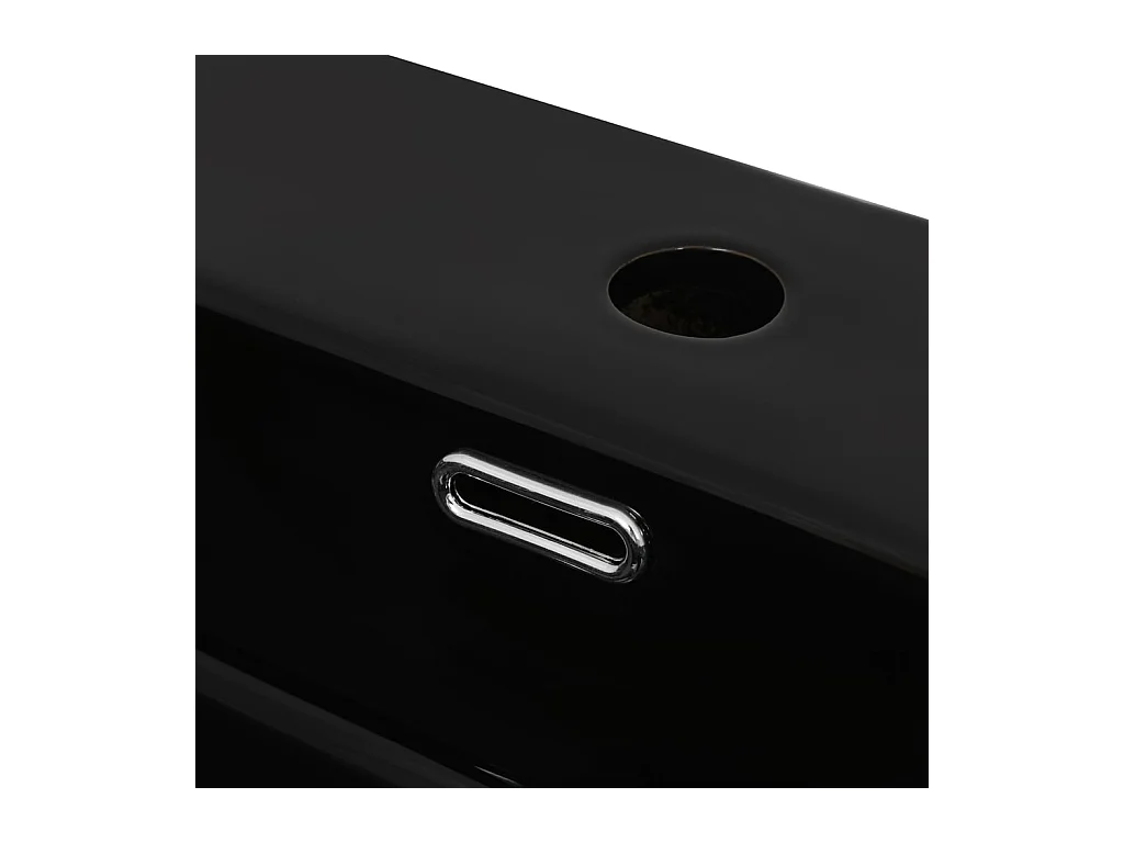 Lavabo con rubinetto in ceramica foro 60,5 cm nero 02_0002546
