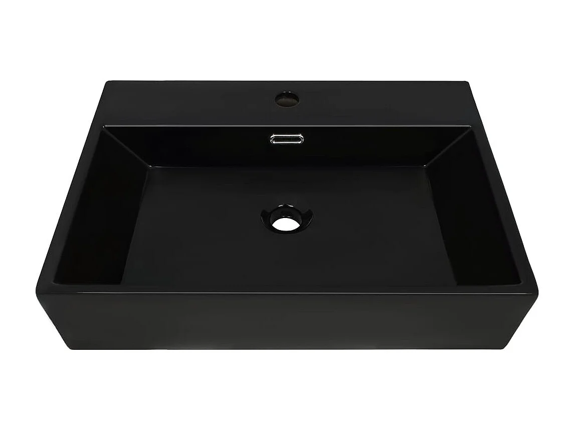 Lavatório com torneira de cerâmica 60,5 cm preto 02_0002546