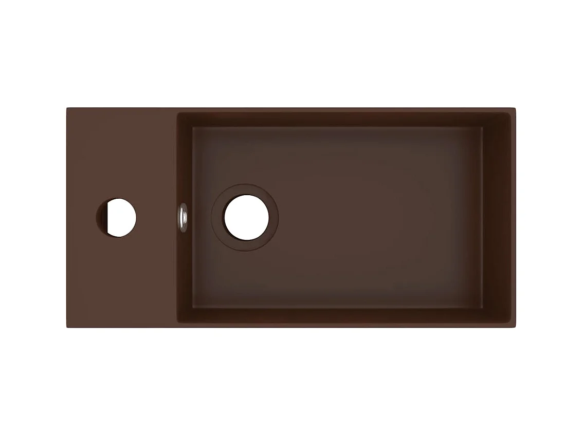 Pia de banheiro com transbordamento em cerâmica marrom escuro 02_0002737