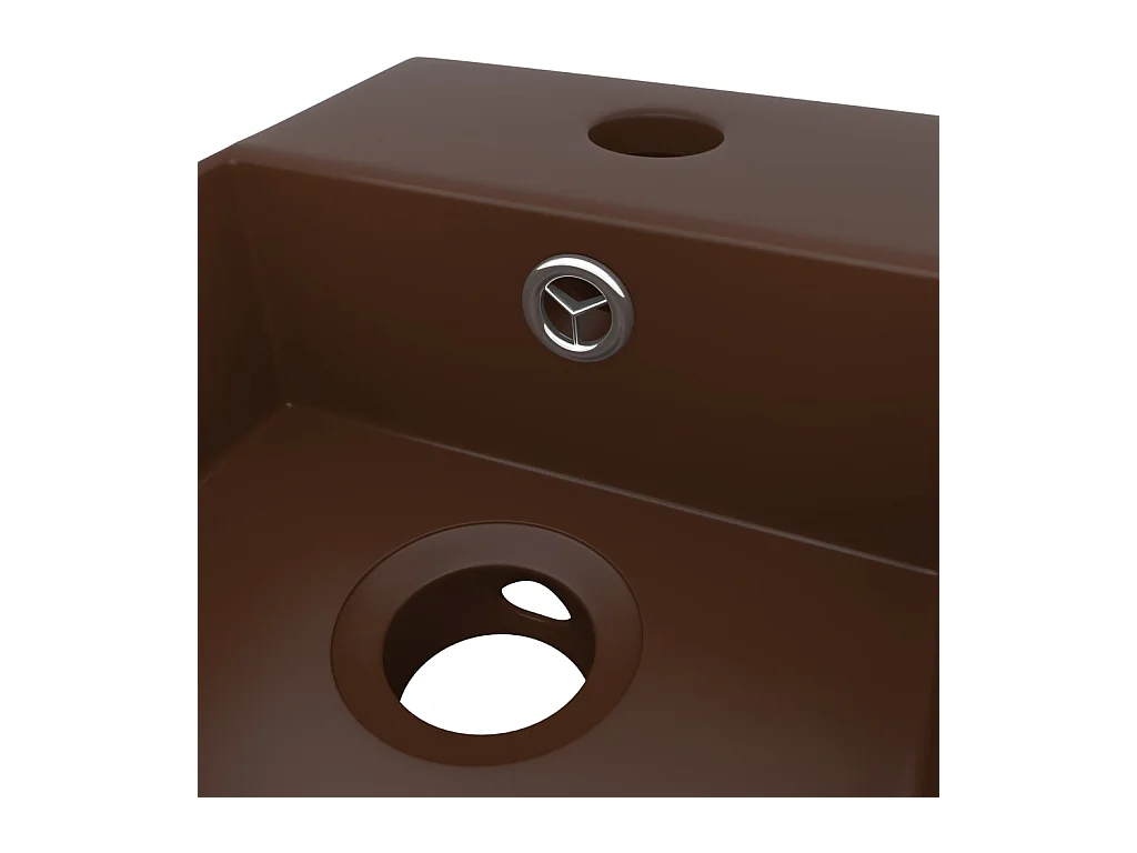 Pia de banheiro com transbordamento em cerâmica marrom escuro 02_0002737