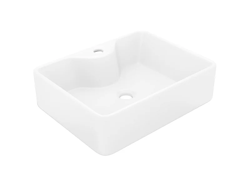 Pia quadrada com furo para torneira de cerâmica 48 x 37 cm para banheiro branco 02_0002511