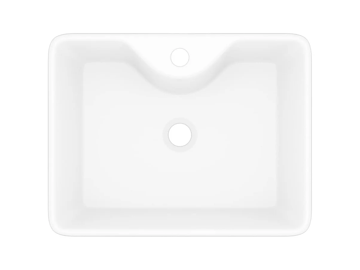 Lavabo cuadrado con orificio para grifo cerámico 48 x 37 cm para baño blanco 02_0002511