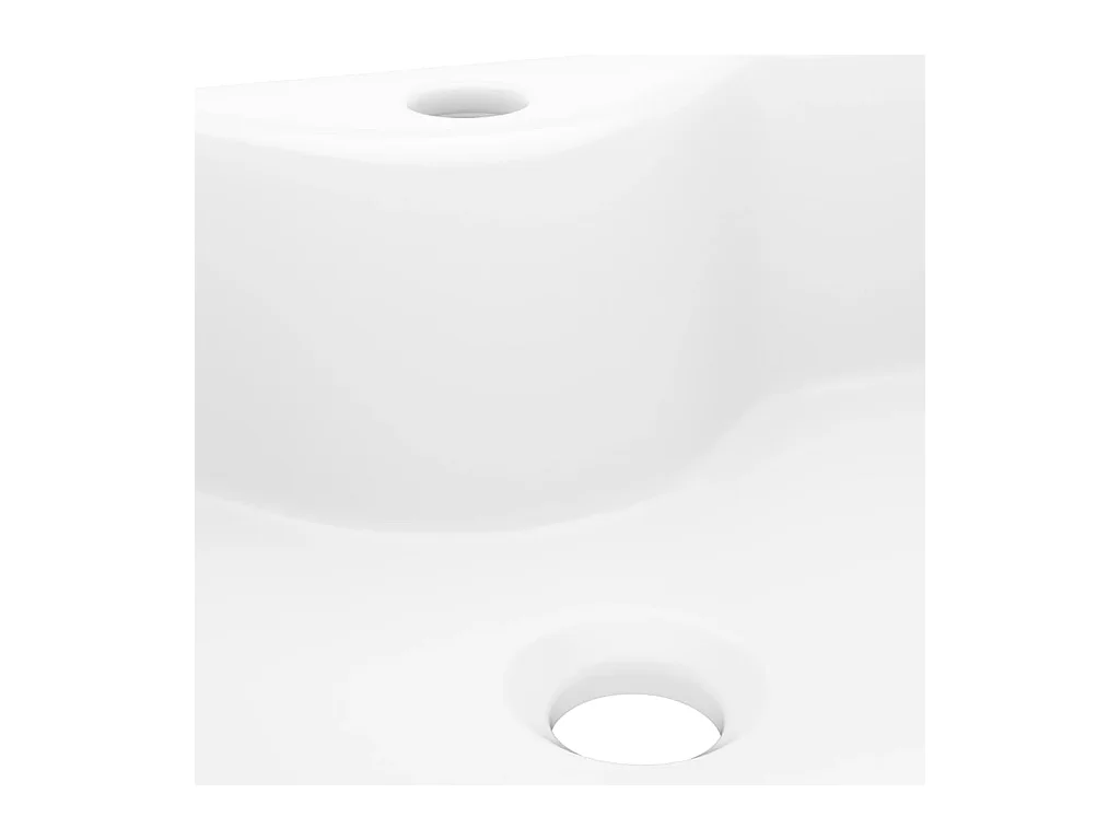 Lavabo cuadrado con orificio para grifo cerámico 48 x 37 cm para baño blanco 02_0002511