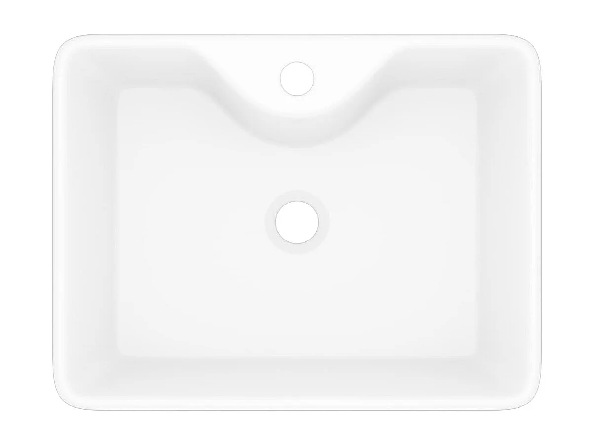 Lavabo cuadrado con orificio para grifo cerámico 48 x 37 cm para baño blanco 02_0002511